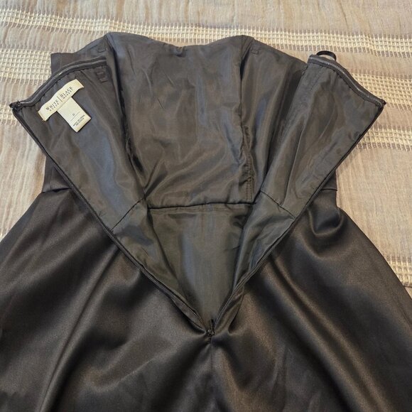 White House Black Market Strapless Black Satin Cocktail Dress - Picture 6 of 7